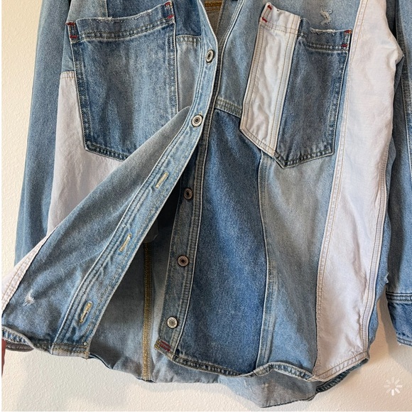FREE PEOPLE- We The Free x Mountain Roads - oversized- Jean Shirt Jacket - Picture 10 of 16